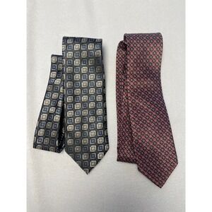 Set Of Men's Neck Ties Geometric Pattern Office, Work, Business